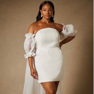 NWT Bridal by ELOQUII Mini Dress With Puff Sleeve Cape, Size 22